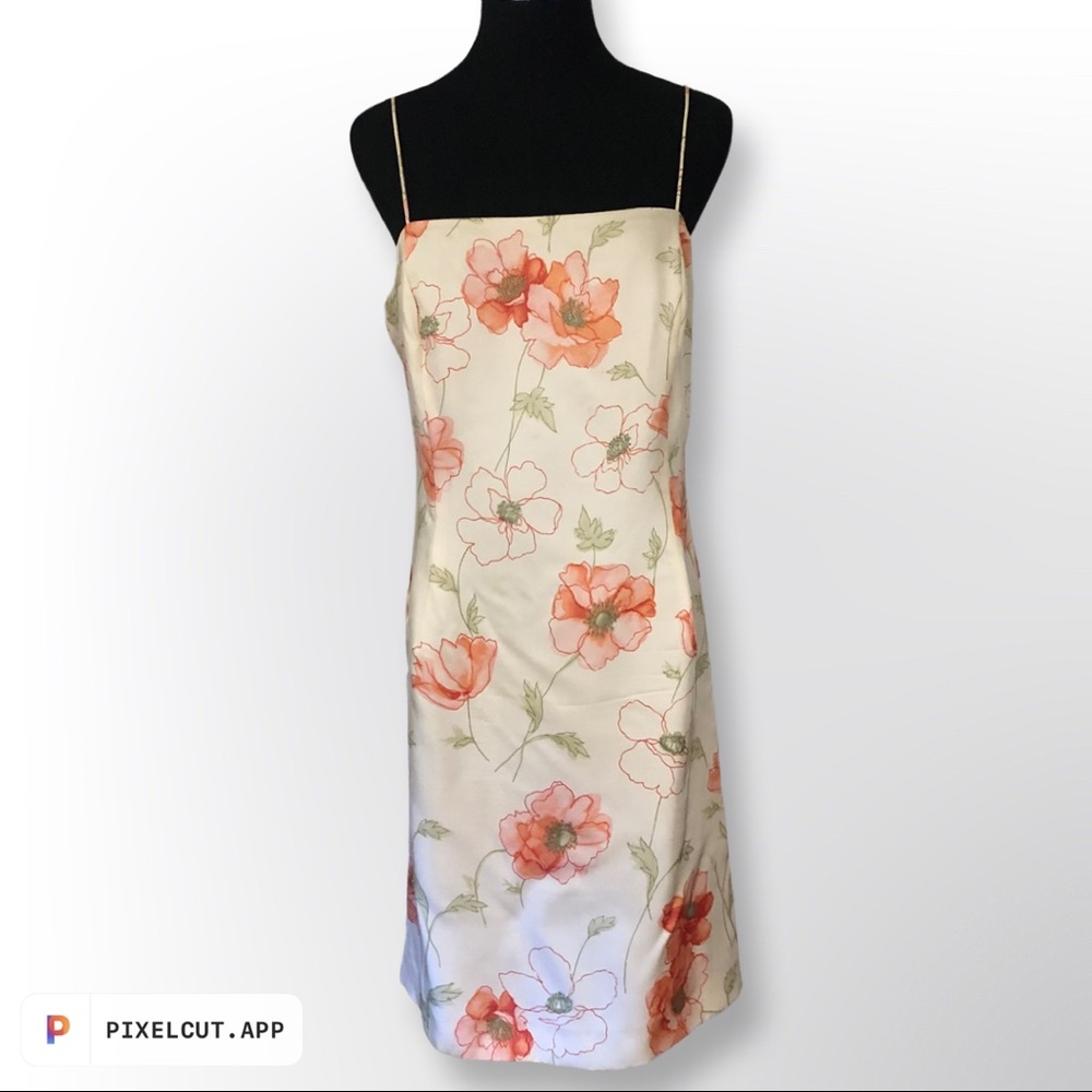 Vintage Ann Taylor Cream colored silk floral slip dress. 90s vibe